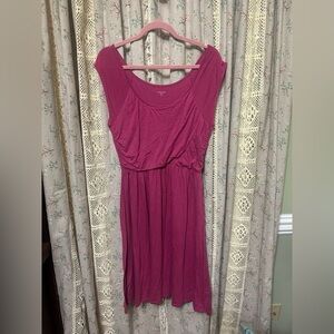 Garnet Hill Fit & Flare Soft Jersey Lined Dress Pink Size 8